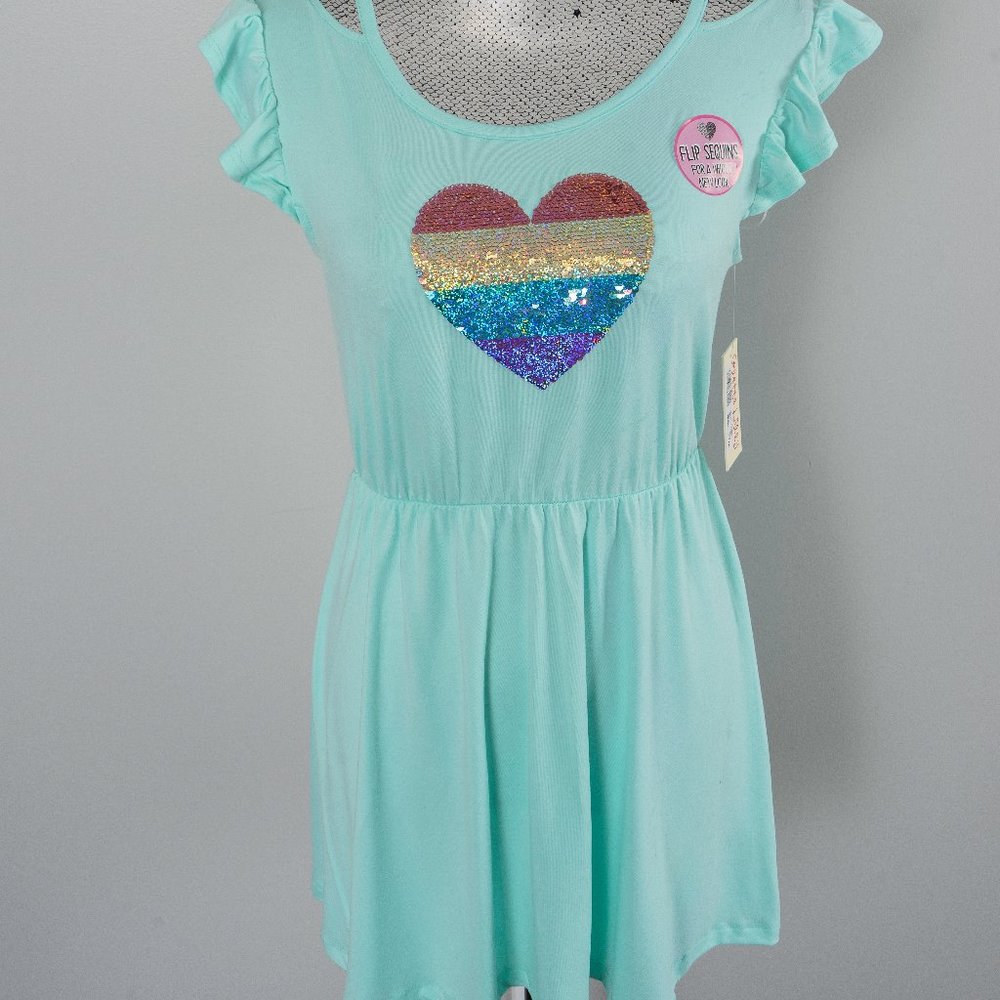 NWT Sea Mist Heart Reversible Sequin dress 14